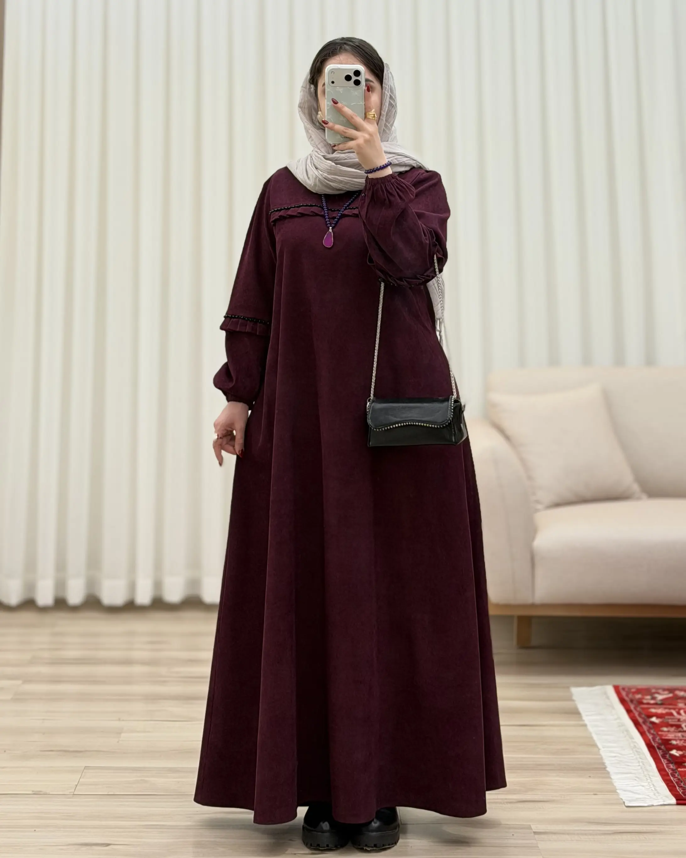 مانتو عبایی کبریتی مدل سنگدوزی